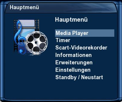 Dreambox DM 7025+ - Hauptmenü - MediaPlayer