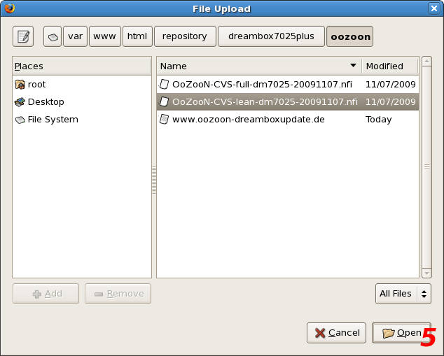 Dreambox DM7025 Web Interface - File Upload - Seite 3