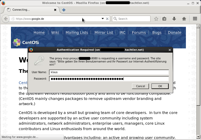 Mozilla Firefox Browser - Authentifizierungs-Dialog-Fenster - HTTPS