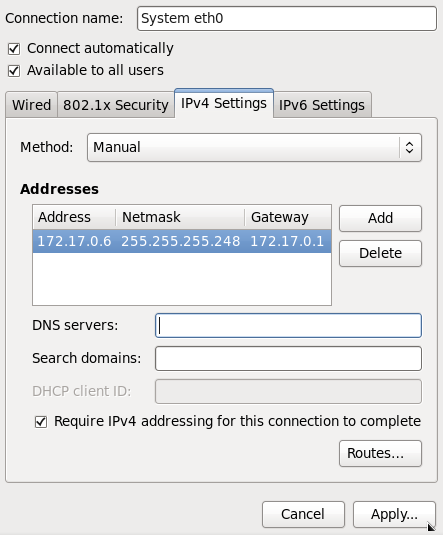 FRITZ!Box - Linux - manuelle IPv4-Adresse - eth0
