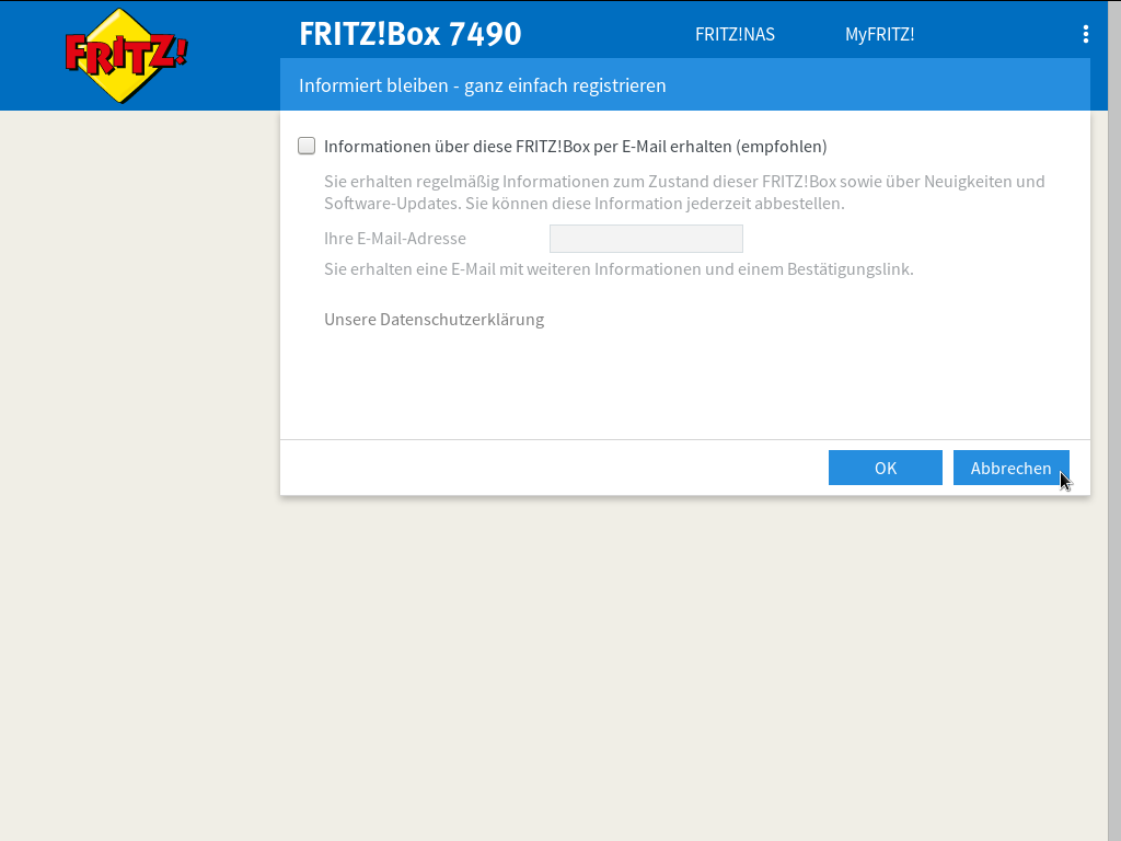 FRITZ!OS - System - Update - Auto-Update - Neustart - Newsletter