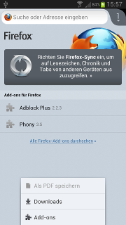 App - Firefox - Einstellungen - Extras