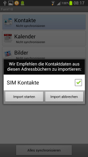 App - Funambol - Anmelden - Import