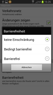 App - Öffi - Menütaste - Einstellungen - Barrierefreiheit