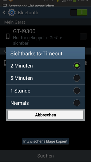 GT-I9300 Android 4.3 - Einstellungen: Verbindungen - Bluetooth - Sichtbarkeits-Timeout