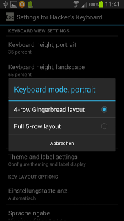 Samsung Galaxy S III - Startbildschirm - Menütaste - Seite 2 - Sprache und Eingabe - Hacker's Keyboard - Keyboard mode, portrait