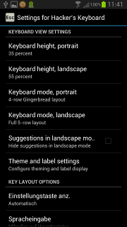 Samsung Galaxy S III - Startbildschirm - Menütaste - Seite 2 - Sprache und Eingabe - Hacker's Keyboard