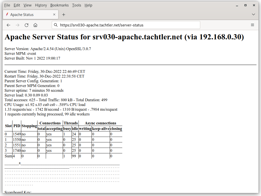 Apache HTTPD Server - server-status - Aufruf über HAProxy