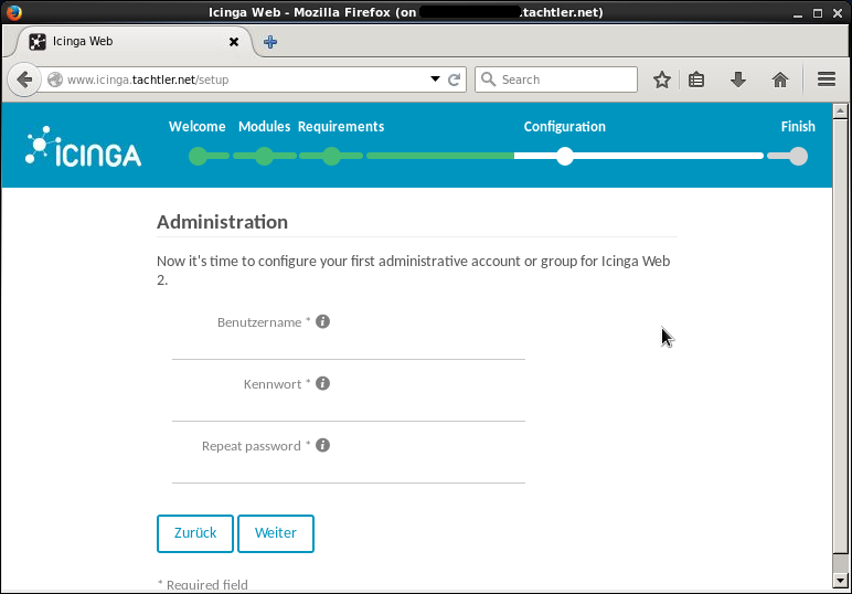 Icinga Web 2 - Setup Configuration - Administration