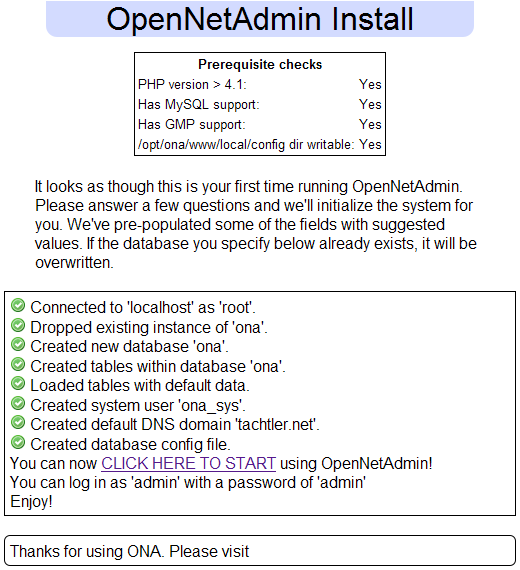 OpenNetAdmin - Installiert