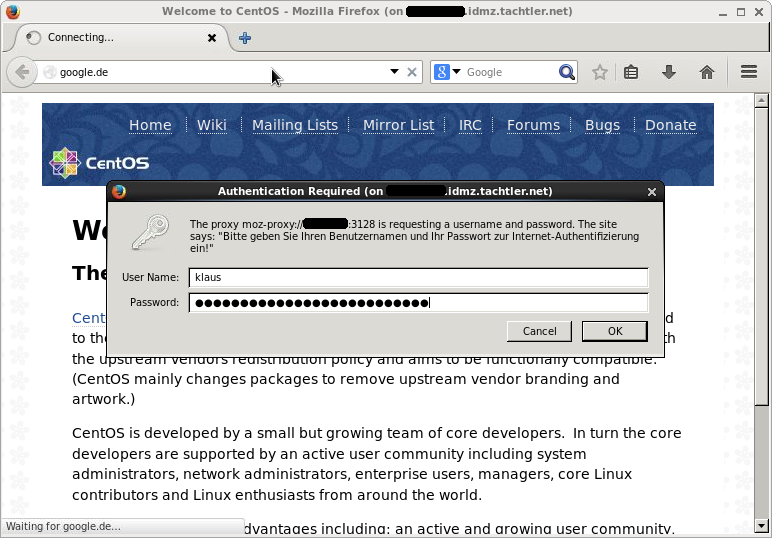 Mozilla Firefox Browser - Authentifizierungs-Dialog-Fenster