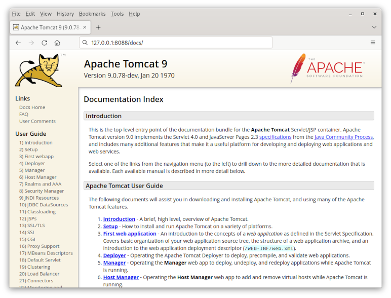 Apache Tomcat Applikation-Server - docs-Web-Anwendung