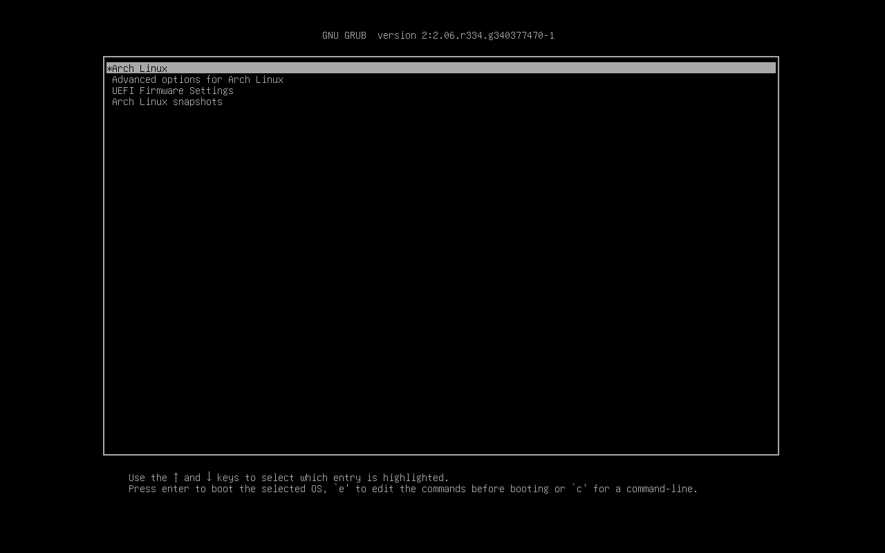 Archlinux - Installation - UEFI-Boot mit Snapshot Menü