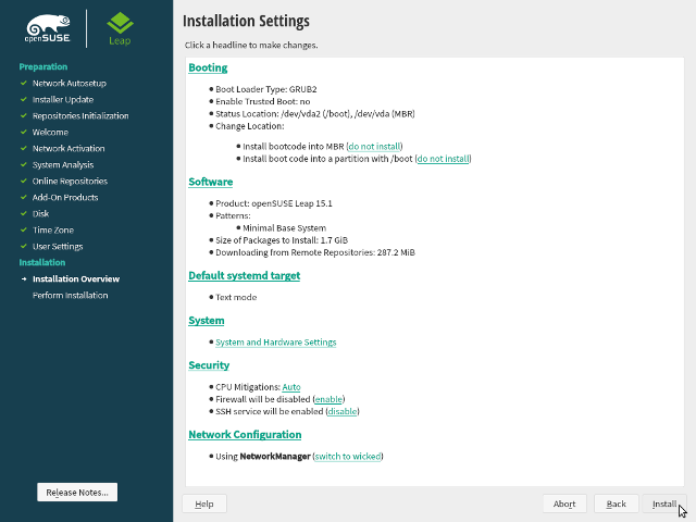 openSUSE Leap 15.1 - DVD - Zusammenfassung Installation - (bearbeitet)