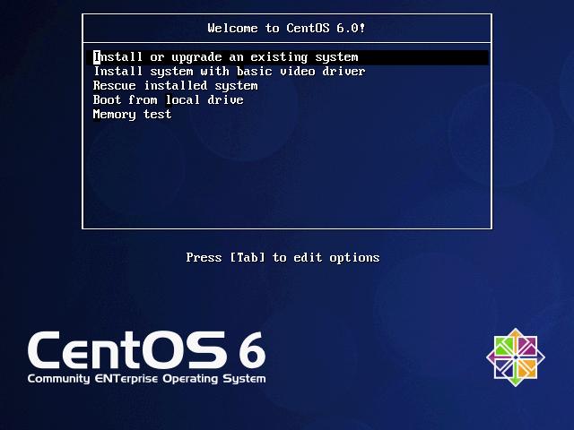 CetnOS 6.0 - 64-bit - DVD - Installation - Startbildschirm
