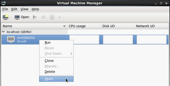 virt-manager - Open