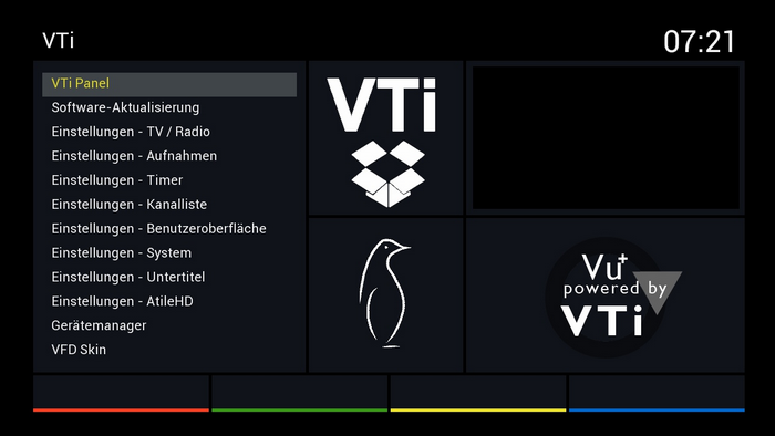 Vu+ Duo² - Hauptmenü - VTi Panel